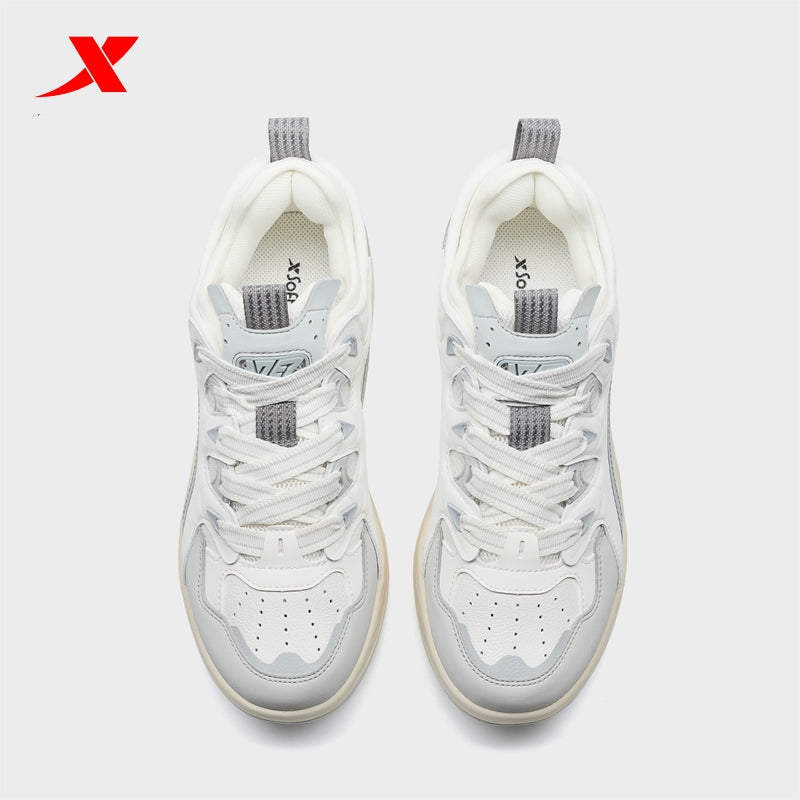 XTEP Women's Skateboarding Shoes Canvas White/Moon Grey/Dawn Grey 310006-14