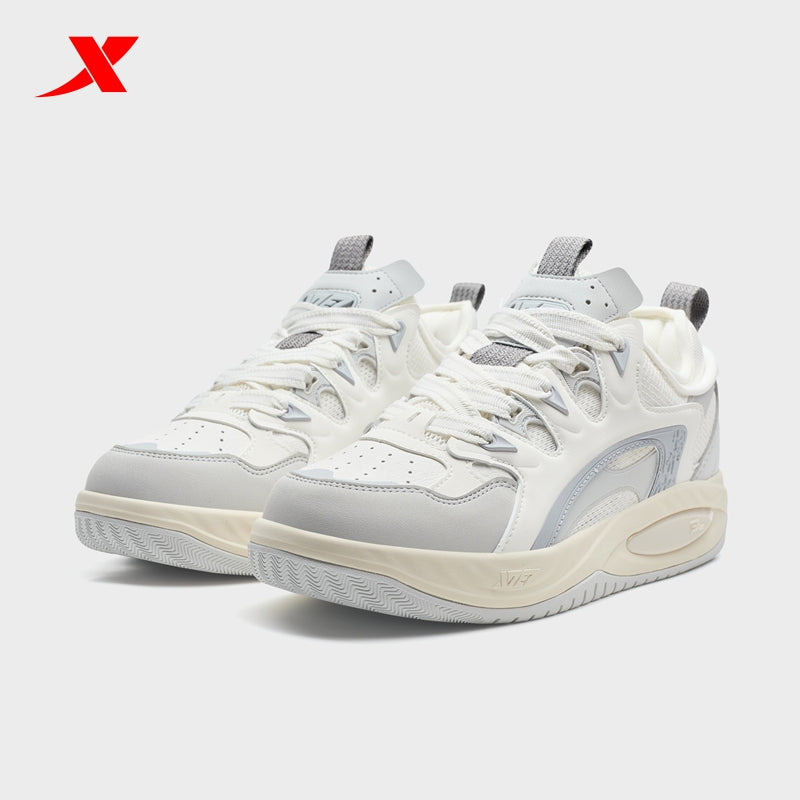 XTEP Women's Skateboarding Shoes Canvas White/Moon Grey/Dawn Grey 310006-14