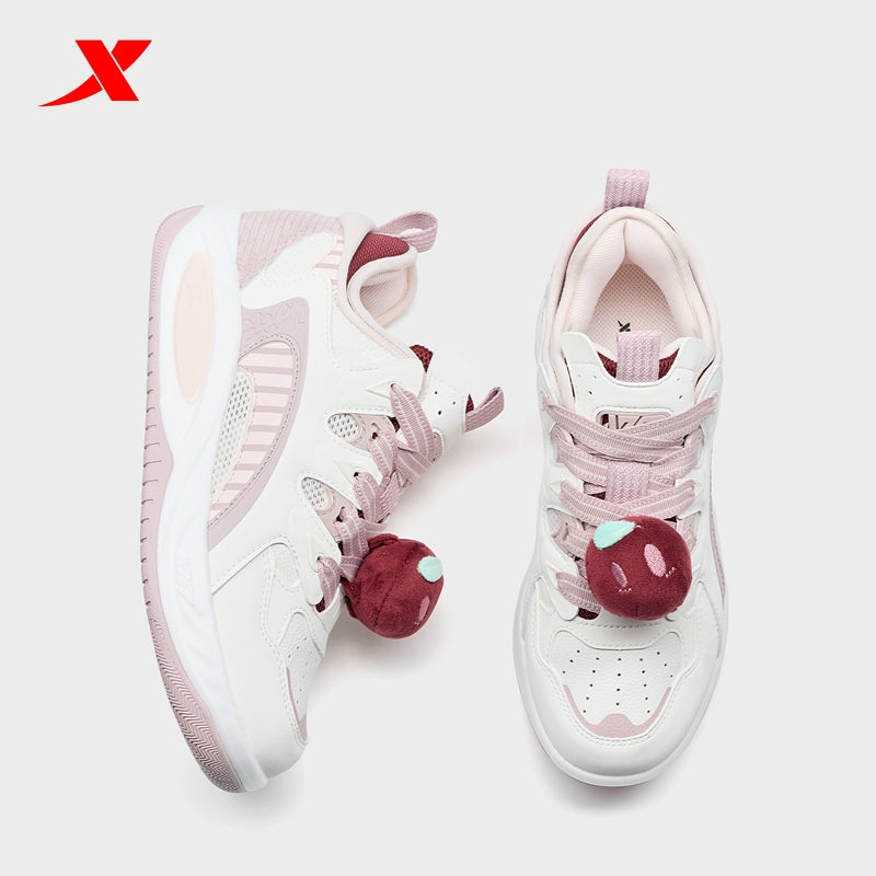 حذاء تزلج نسائي من إكستيب، قماش أبيض/وردي قطبي/أحمر، رقم الموديل 310006-15