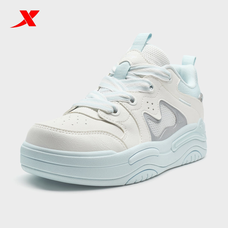 XTEP Women's Skateboarding Shoes Canvas White/Moonstone Blue/Silver 310014-3