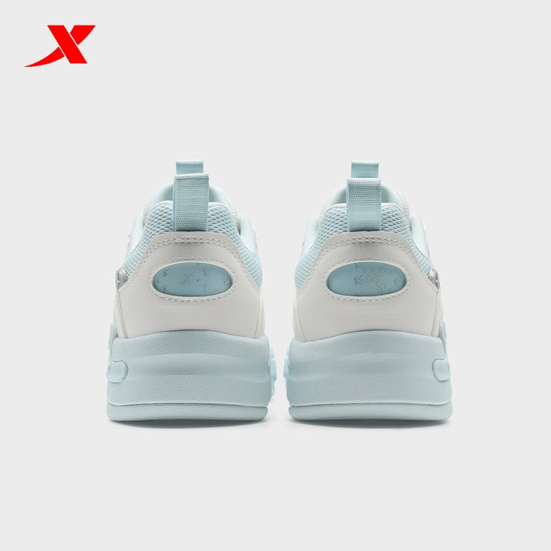 XTEP Women's Skateboarding Shoes Canvas White/Moonstone Blue/Silver 310014-3