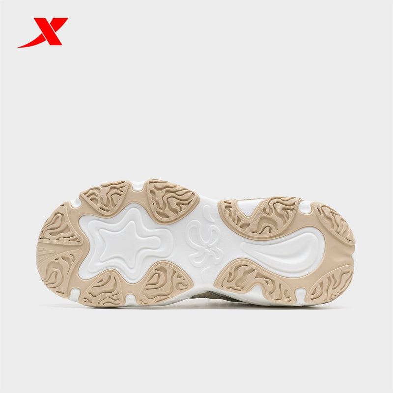 حذاء XTEP Petal 3.0 النسائي الكاجوال، لون أبيض شاي/قماش أبيض، رقم الموديل 320008-19