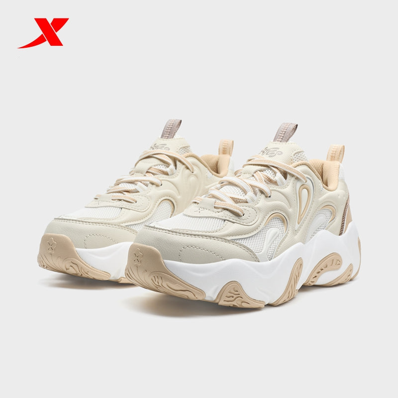 حذاء XTEP Petal 3.0 النسائي الكاجوال، لون أبيض شاي/قماش أبيض، رقم الموديل 320008-19