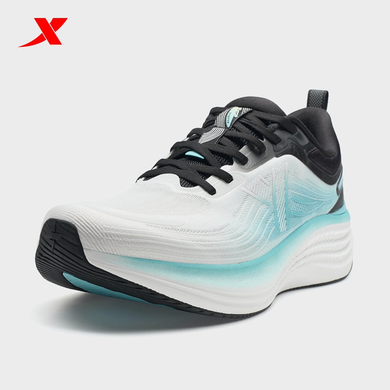 حذاء رياضي رجالي XTEP Liuyun 3.0 من القماش، أبيض/أسود/أزرق جينز 110035-5