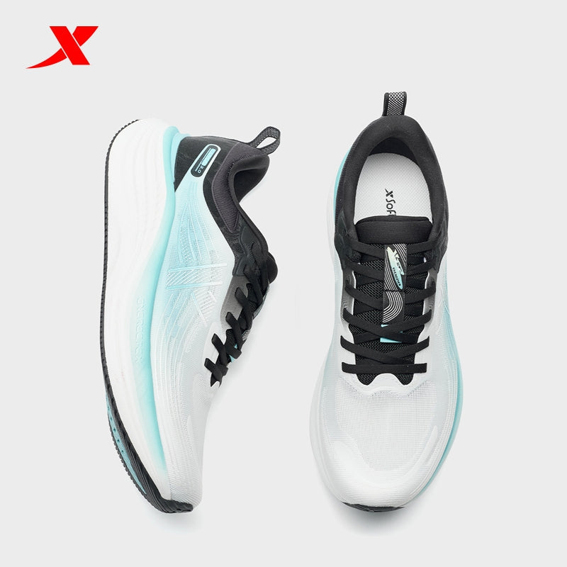 حذاء رياضي رجالي XTEP Liuyun 3.0 من القماش، أبيض/أسود/أزرق جينز 110035-5